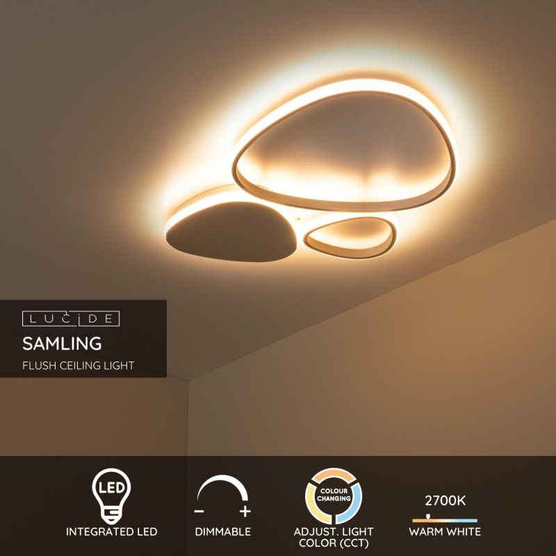 Lucide SAMLING - Flush ceiling light - LED Dim. - CCT - 1x30W 2700K/4000K - Taupe